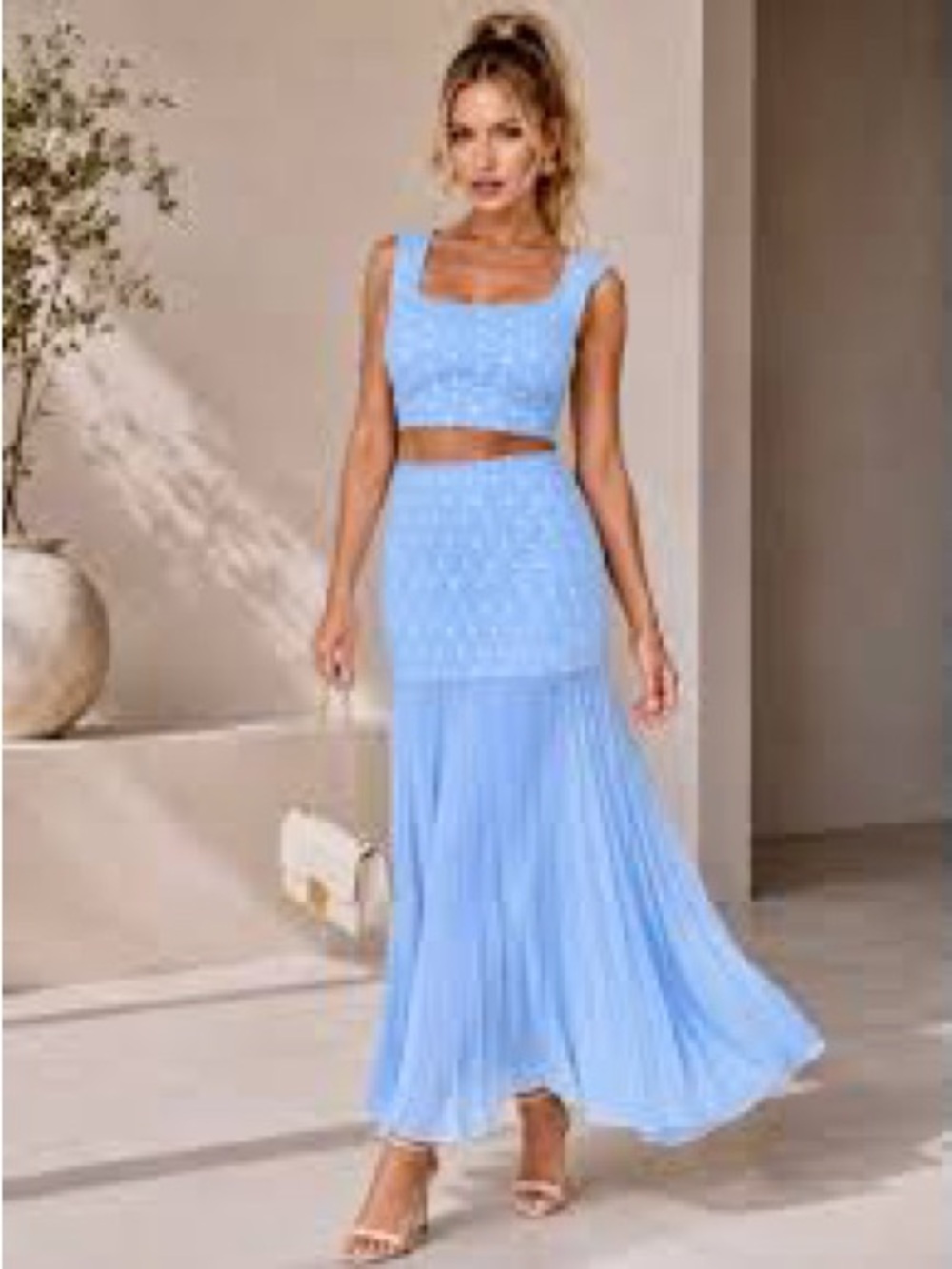 Galita Baby Blue Polka Dot Skirt + Top Set